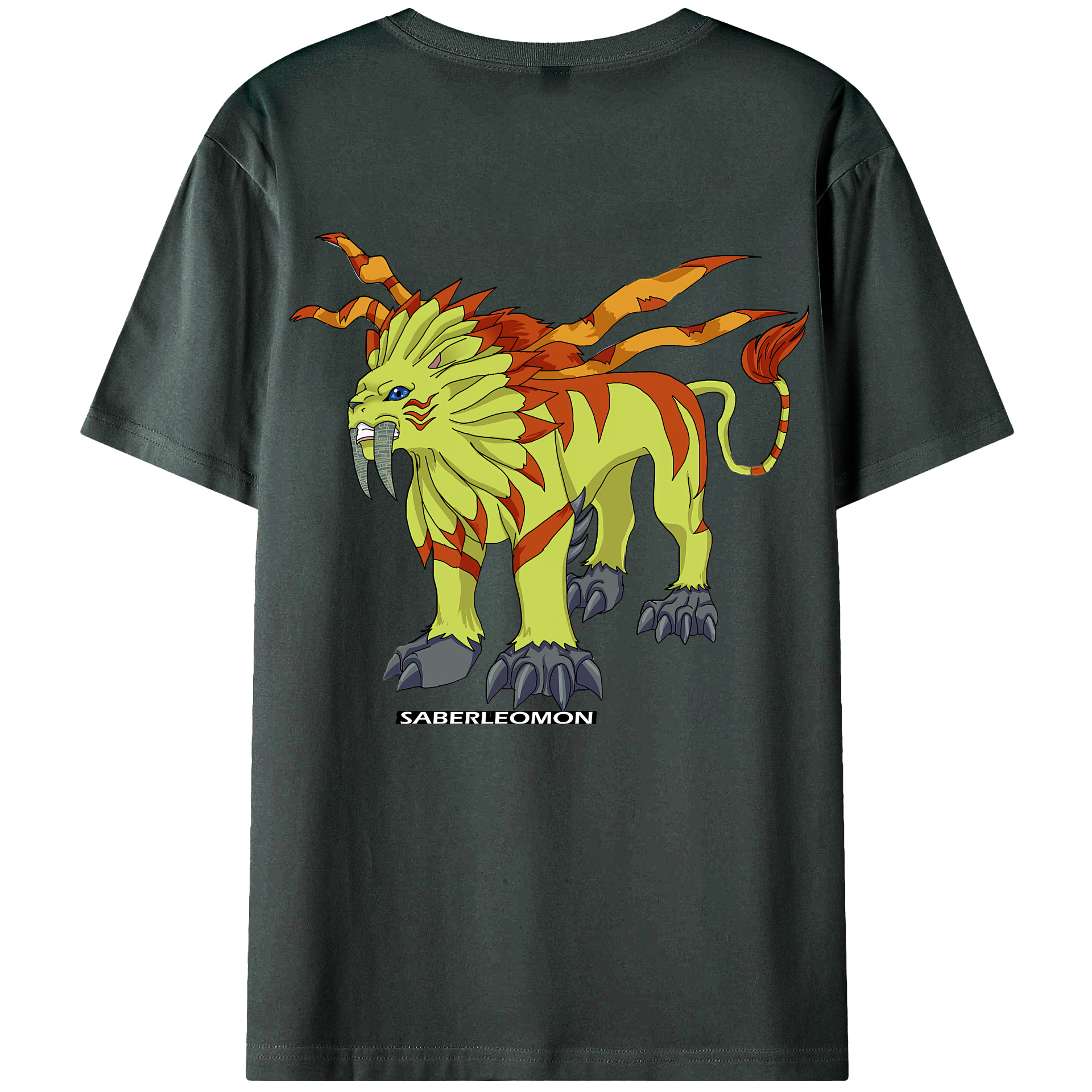 （画像用） Digimon デジタルモンスター/デジモン 綿100％ メンズ半袖Tシャツ（バックプリント） 通気性